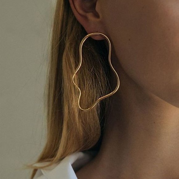 Gold plated Polygon Earrings - Picture 6 of 8